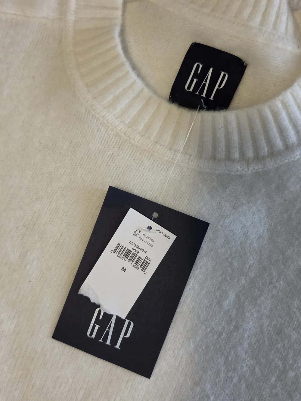 NWT GAP Crewneck Recycled Wool Blend Sweater in Ivory, Men's Size Medium